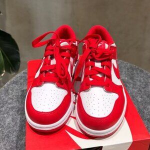 New Nike Dunk white and red women's sports shoes